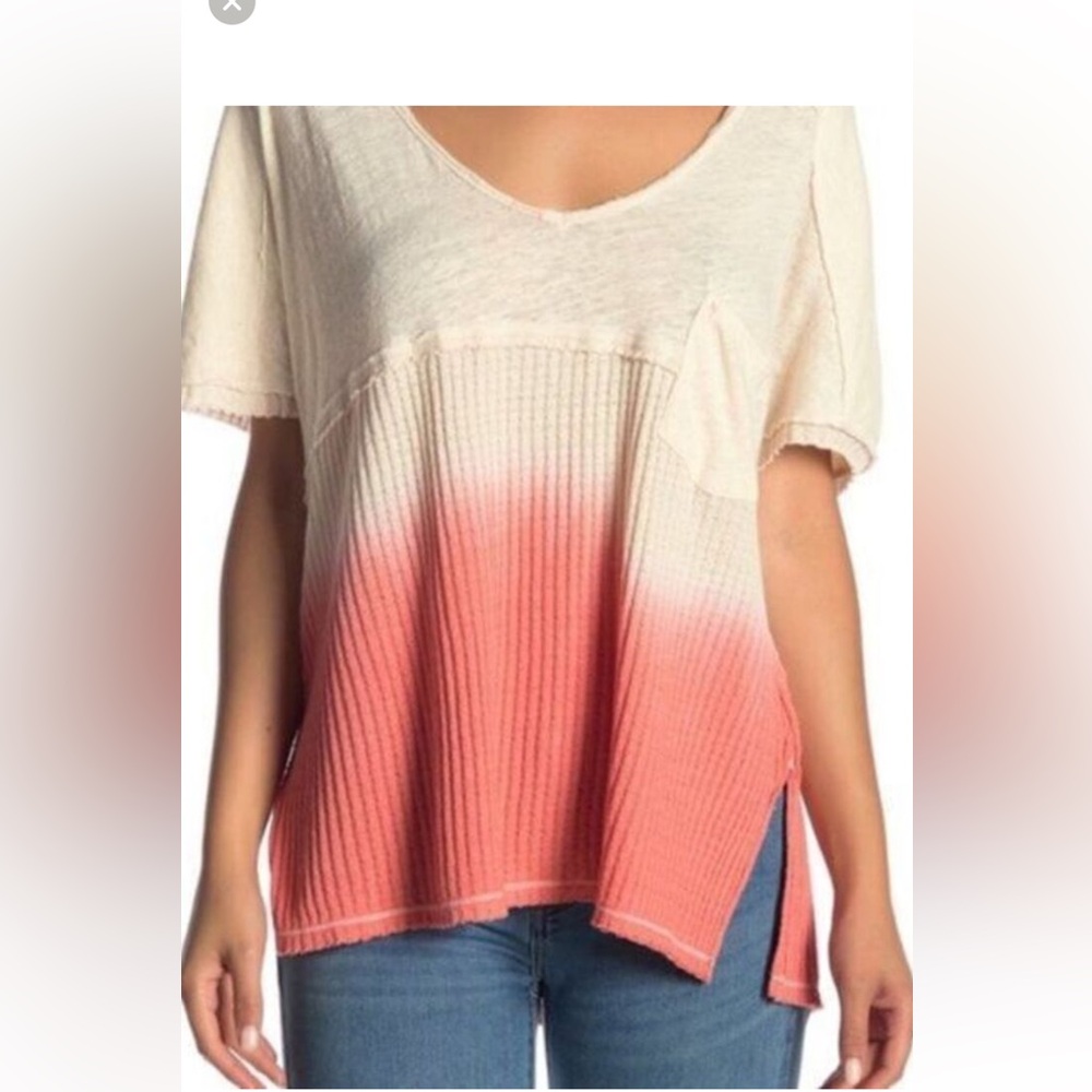 FREE PEOPLE WE THE FREE SUN DIAL TEE OMBRÉ LOOSE POCKET SIZE SMALL - Picture 7 of 14